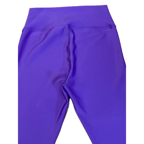 PELOTON Womens L Purple Spell Out Leg Cropped High Rise Leggings Workout Active - Picture 5 of 5